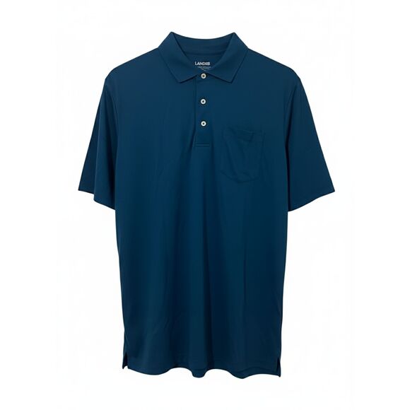 Lands’ End Men’s Polo Shirt XL Traditional Fit Blue Short Sleeve  100%Cotton - Picture 2 of 10